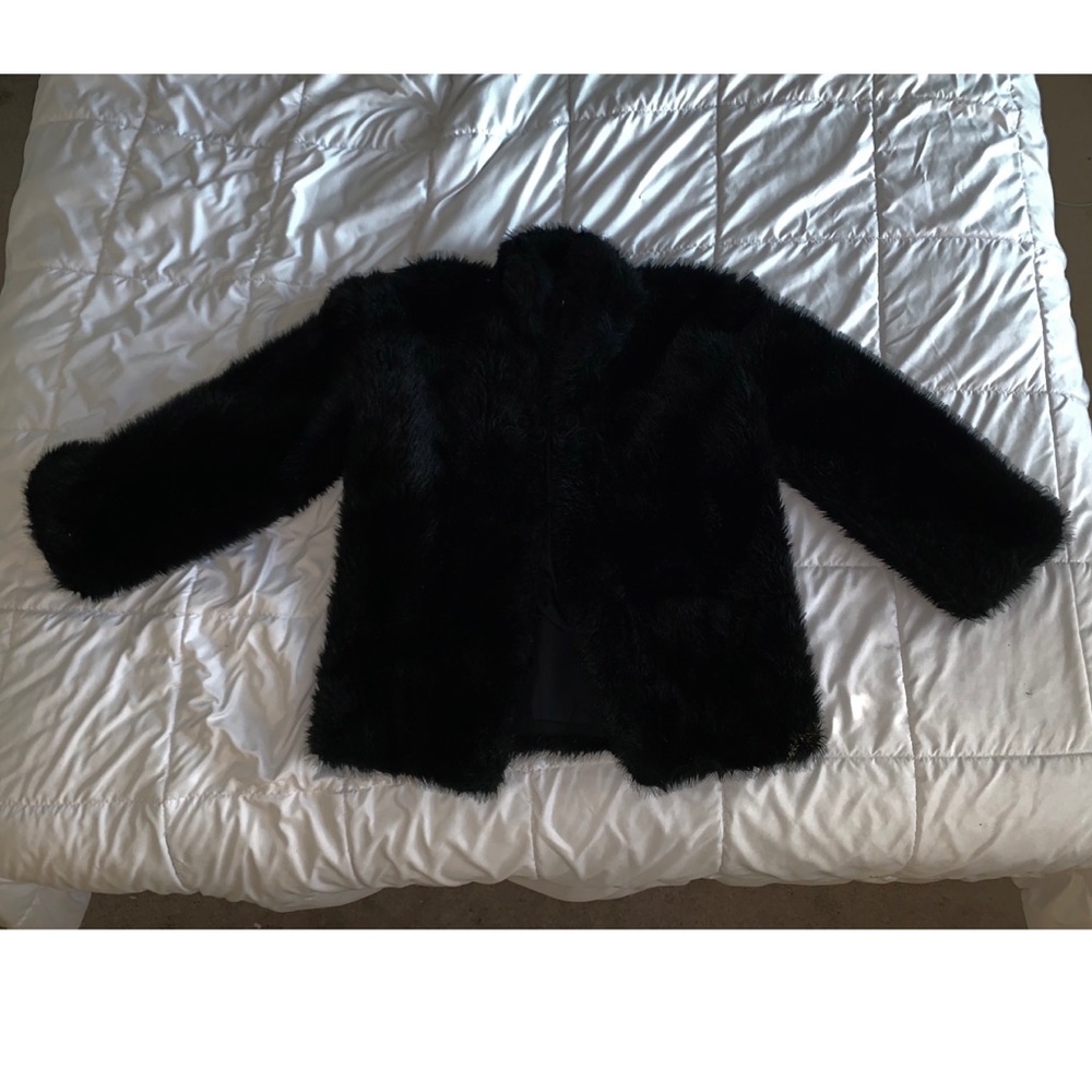 Black faux fur coat